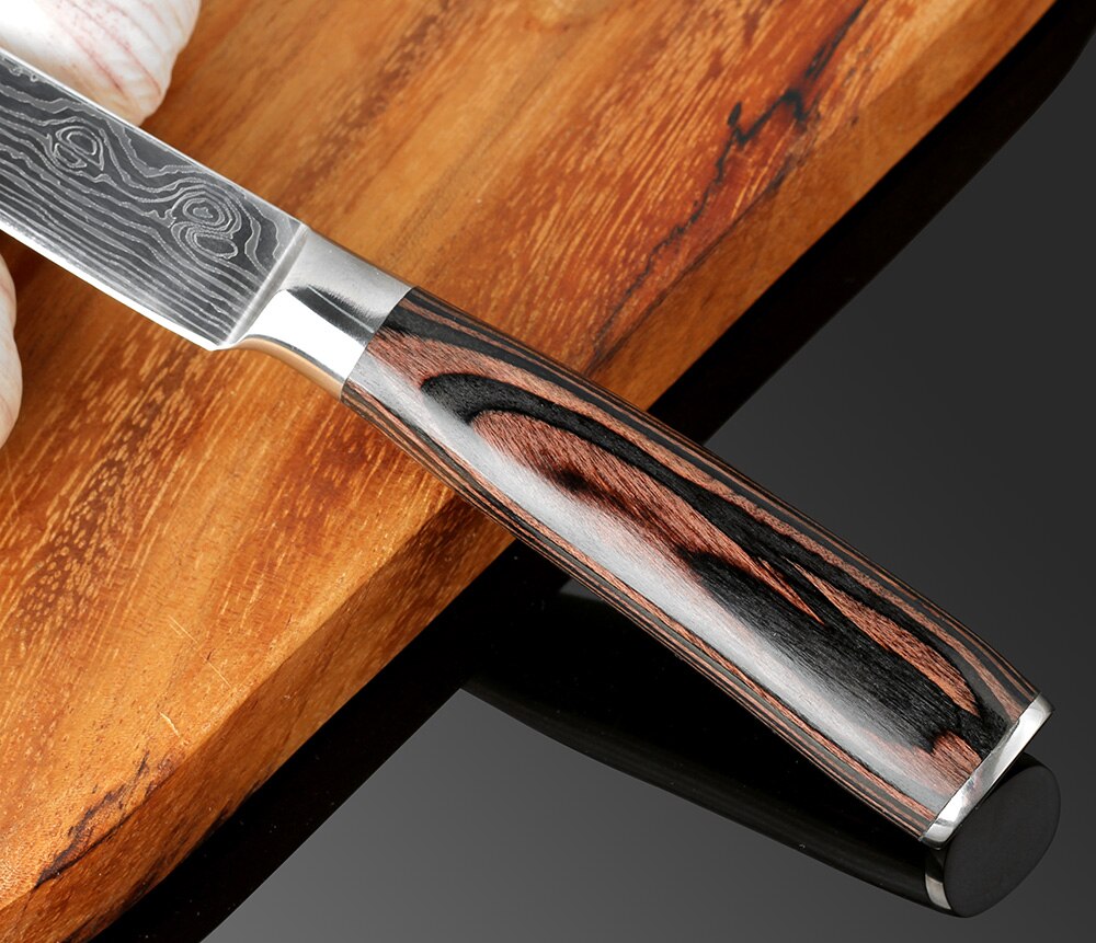 Xituo 5 " kokkekniv værktøjsskæreknive imiteret damaskus stål køkkenskrælningsknive skarpe bøfknive
