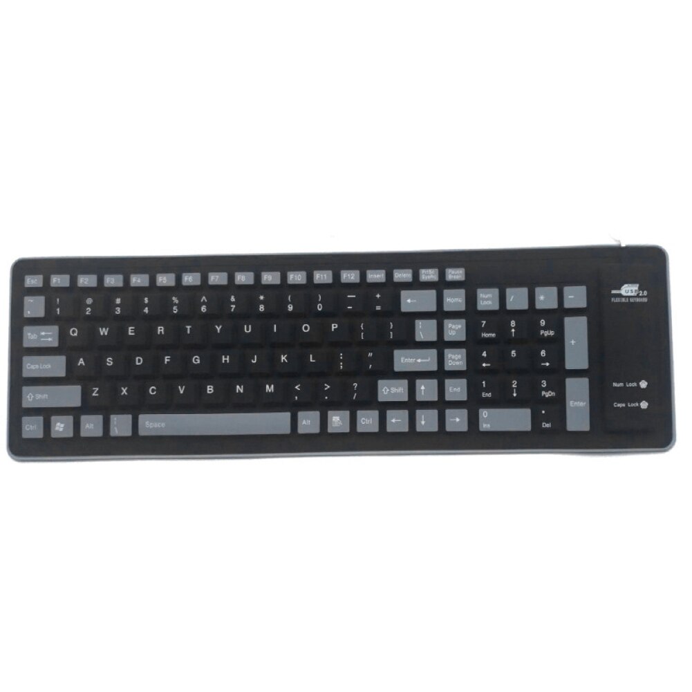 103 Keys Foldable Office Silent Wired Keyboard Dustproof Soft Keyboard Letters Silicone Gaming Keyboard For Laptop/Computer: Black