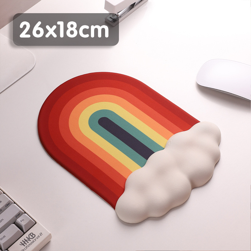 Rainbow Mouse Pad Keyboard Wrist Rest Memory Foam Silicone Ergonomic Mouse Pad for Desktop Office Computer Laptop Wrist Rest: WHITE