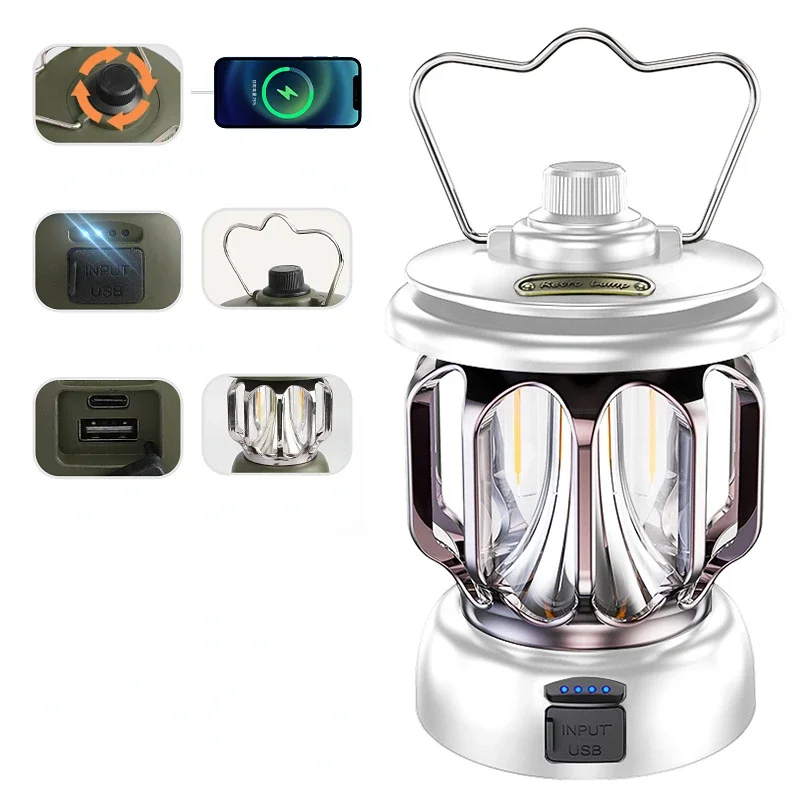 Draagbare Kerosine Vintage Camp Lamp Retro Led Light Outdoor Camping Lantaarn 3 Verlichtingsmodi Tent Licht Voor Wandelen Klimtuin: 9w