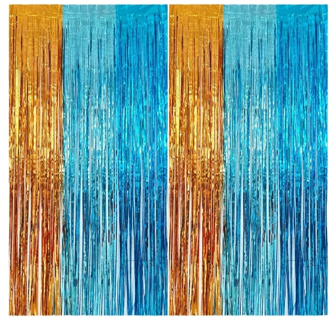 Laranja azul cão folha franja cortinas festa de aniversário suprimentos pano de fundo para sereia sob o mar tema gênero revelapharty decoração