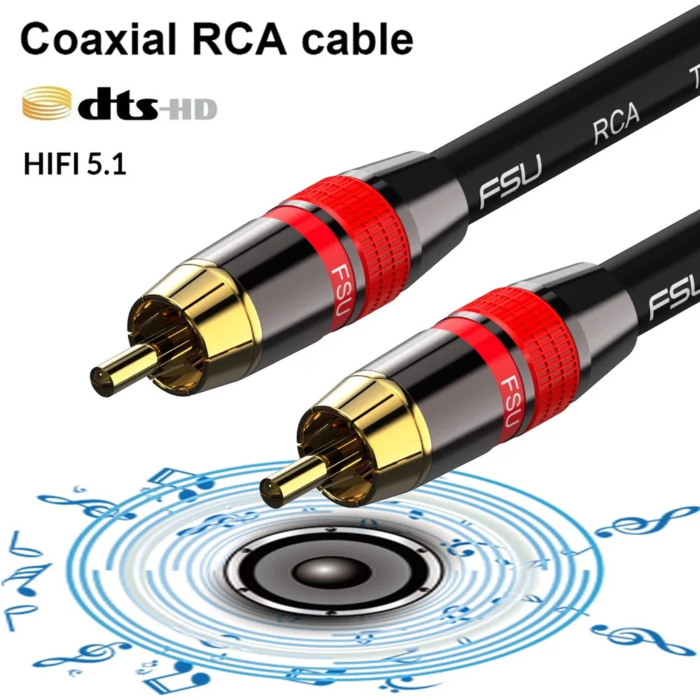 RCA Cable Subwoofer Cable RCA to RCA Cable Digital Coaxial Audio Cable SPDIF Cable Male Speaker Hifi Subwoofer Toslink 1 2 3 5m