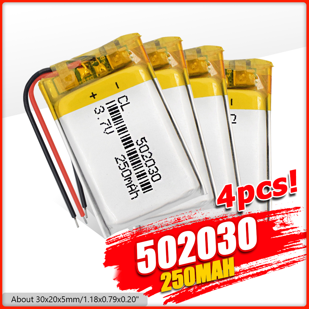 1/2/4 Pieces Portable 250mah Rechargeable Li-Po Battery 3.7v 502030 GPS MP3 MP4 Bluetooth Speakers Headsets Pos PDA Battery