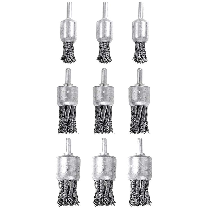 9 Pack Wire Wheels Brush, Knotted and Wire End Brush, for Derusting, Paint Removal, Deburring for Angle Grinder