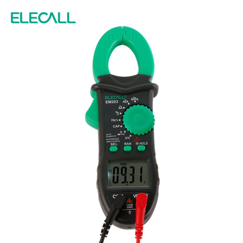 ELECALL EM203 4000 Count AC/DC Voltage Current Digital Clamp Meter With Resistance Capacitance Frequency Temperature