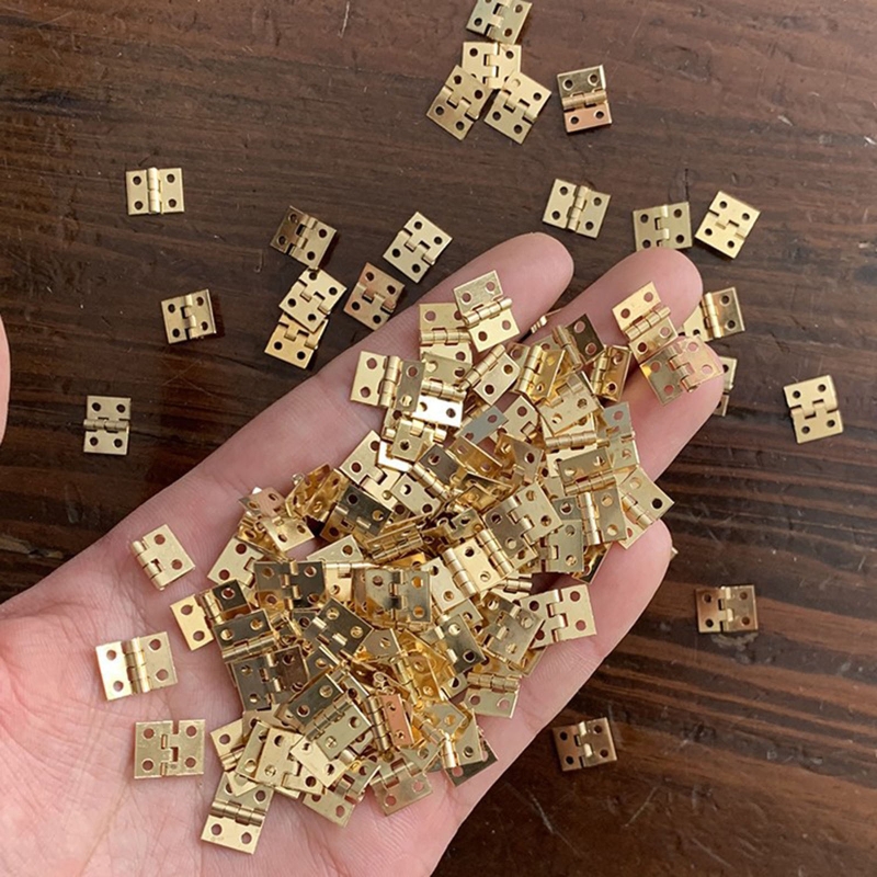 100 Pieces Mini Copper Hinge Jewelry Box Folding Hinges Light Duty Butt Hinge Small Furniture Hardware with Screws