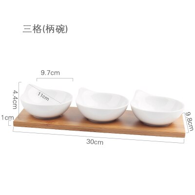 Keramik Snacks Platten mit Bambus Tablett Japan Stil Kreative Obst Platte Nachmittag Tee Tabletts Nachspeisen Platte Soße Gericht: B3