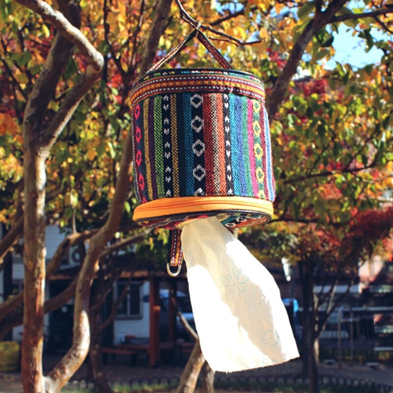 Outdoor Camping National Style Folding Toilet Paper Tissue Case Holder Portable Travel Napkin Storage Bag Durable Box