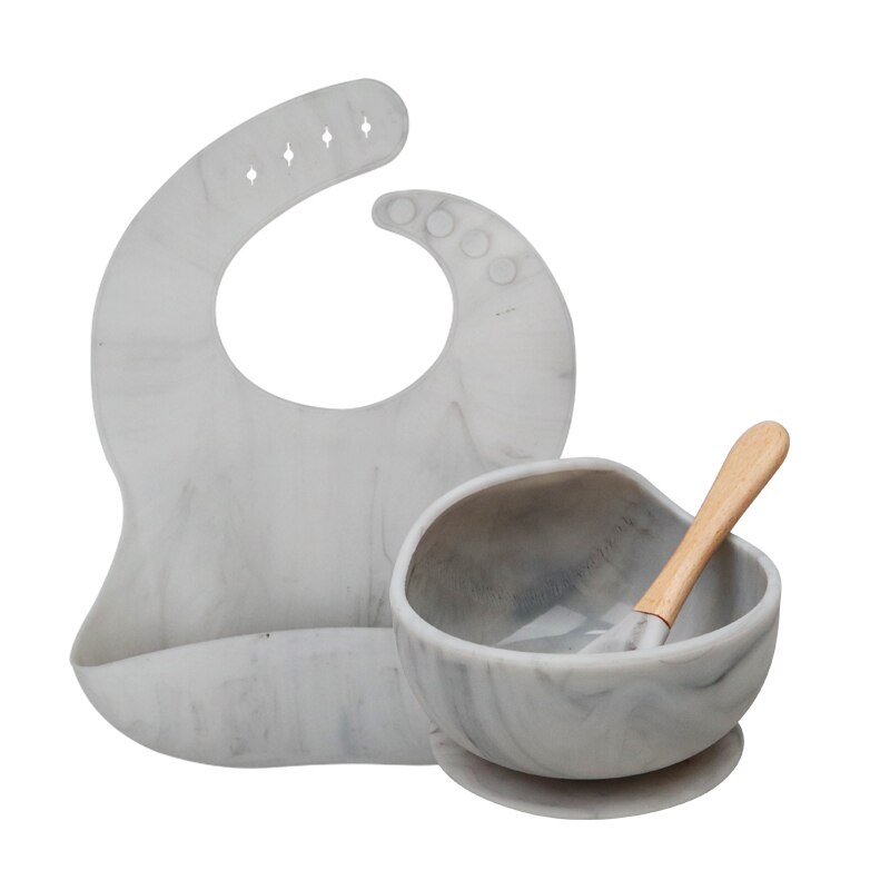 Ensemble de bol étanche et antidérapant pour bébé,1 pièce, produit en silicone et sans BPA, assiette, cuillère, vaisselle, alimentation,: Marble