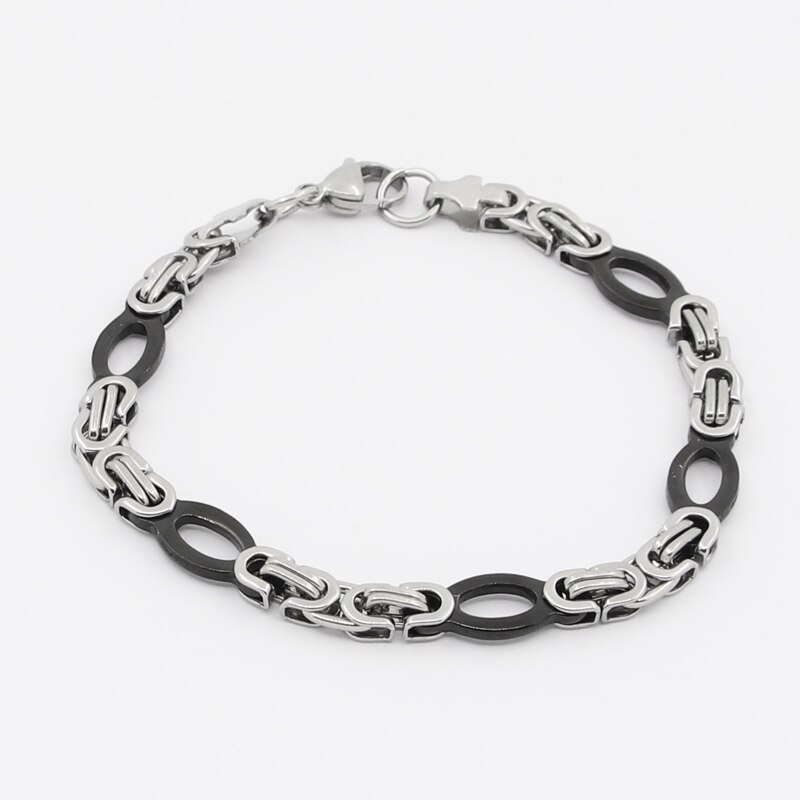 Klassieke titanium stalen zwarte ovale byzantijnse armband voor heren punk sieraden heren armbanden bangles pulsera