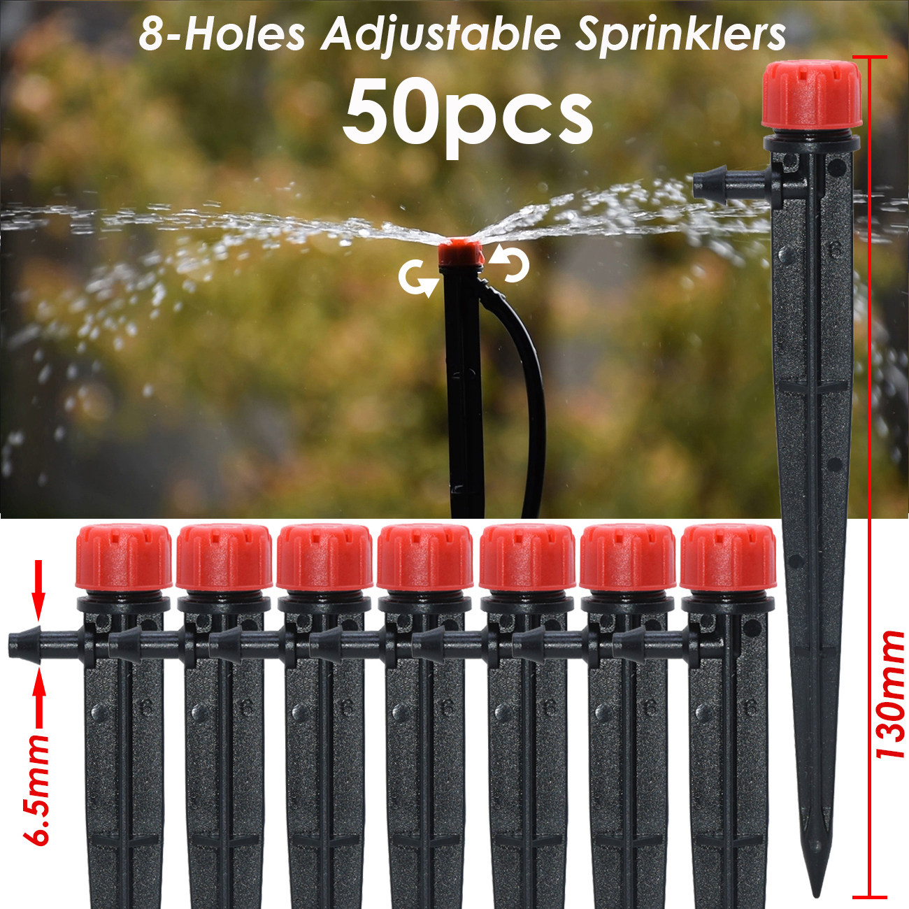 30-500PCS Adjustable 1/4 Irrigation Misting Dripper 360degree Sprinkler Drip Watering Tool 4/7mm Hose Garden Yard Greenhouse: B-50PCS-13CM