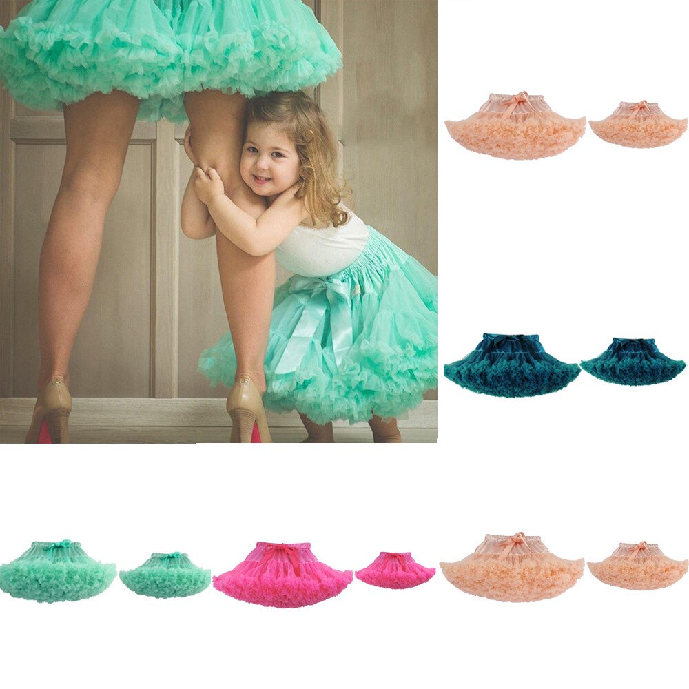 Navidad niñas mamá hija bebé niñas faldas tutu de princesa niños tul Pettiskirt Mini vestido