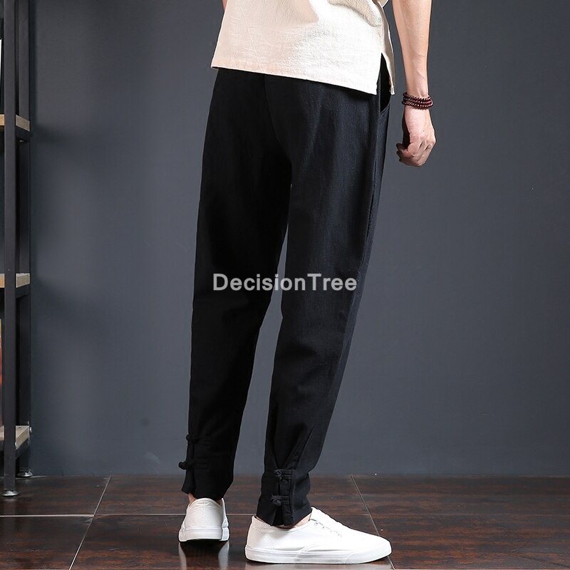 2021 pantaloni da uomo harem pantaloni da jogging in lino di cotone pantaloni da uomo vintage in stile cinese pantaloni kung fu tai wushu pantaloni da uomo pantaloni larghi