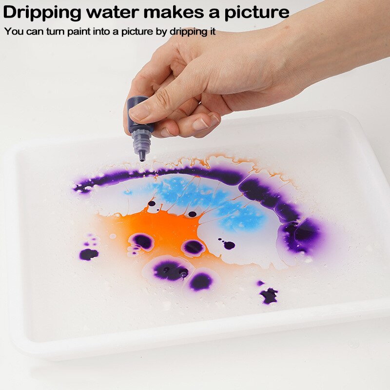 Water Art Paint Set Water Pigment for Paper Marbling Art Tool with A5 Tray 6/12 Colors DU55