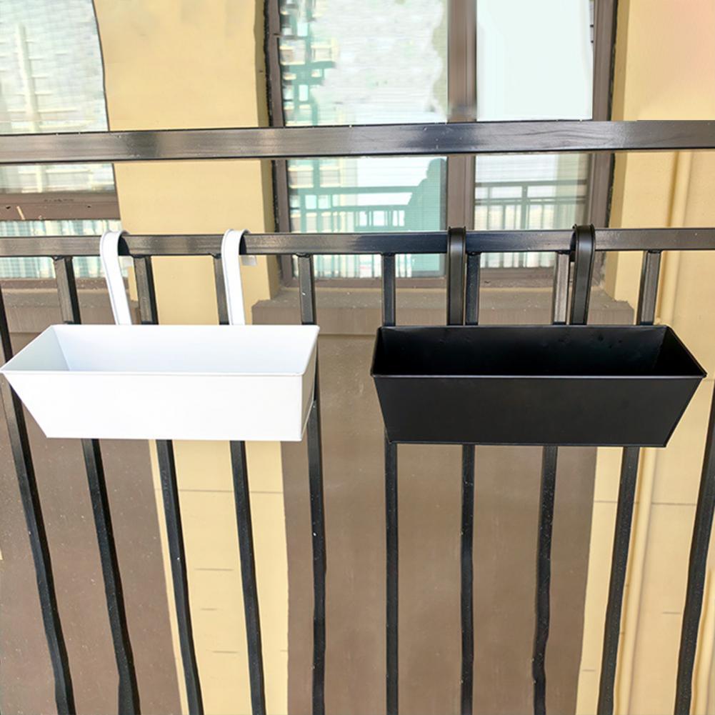 Hangende bloempot Rechthoekige relingplantenbak met drainagegat 16-inch plantenbak met haken voor balkonveranda of dek