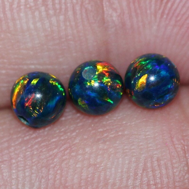 polymer impregnated synthetic opal black/white round rainbow 6/8/10mm for DIY jewelry making loose beads FPPJ