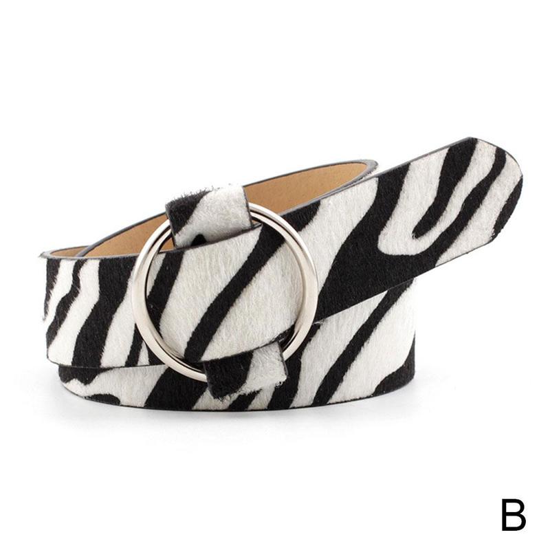 Damcirkel bältesring spänne icke-poröst pu läder tryck mönster mönster bälte klänning zebra bälte leopard jeans ormskinn  l3 n 4: B