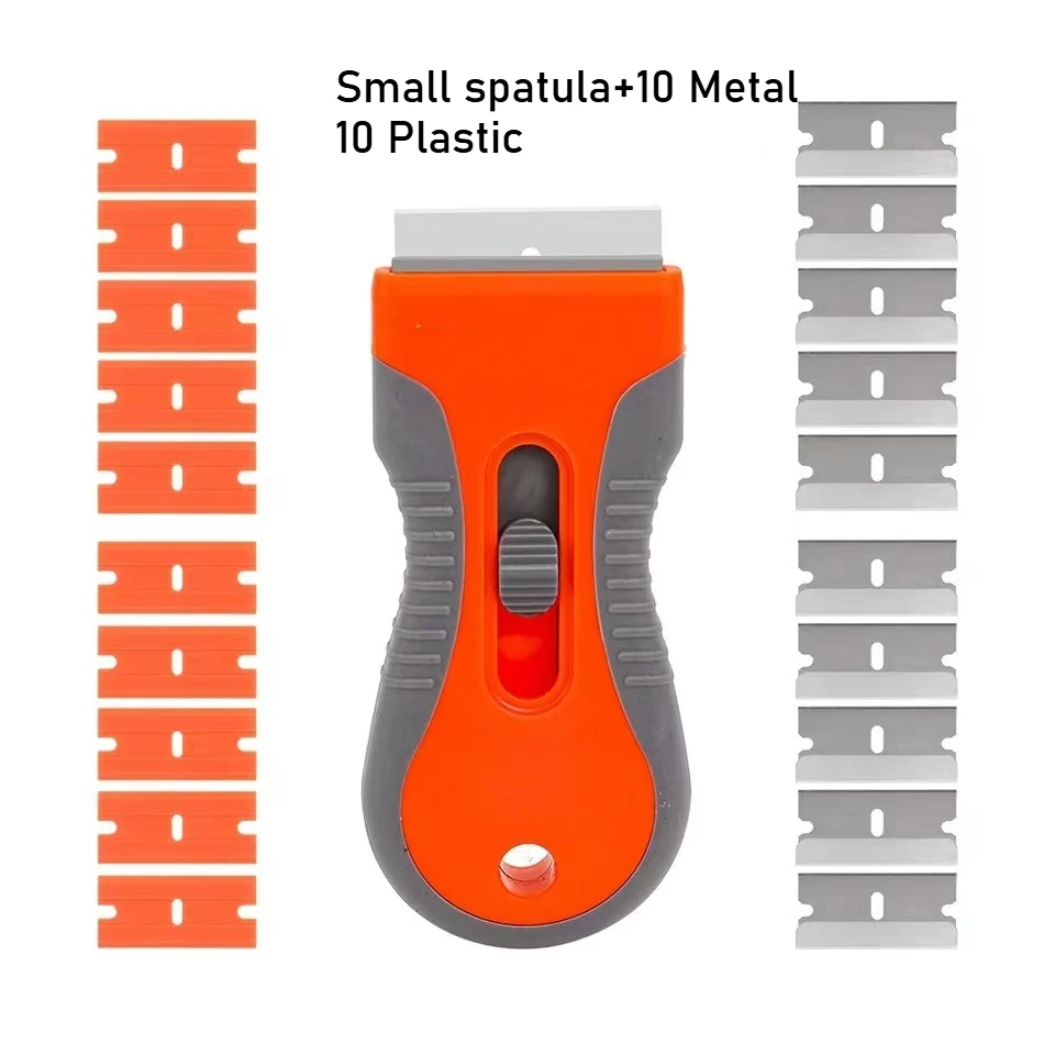 Window Glass Ceramic Cleaning Scraper Two Blades Plastic Handle Automotive Film Sticker Remover Tool: Red, Silver Tone