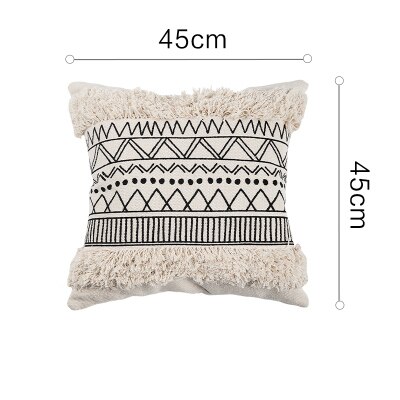 tufting Coperture per Cuscini Geometrica Federa nordico Cotone Macrame Posteriore Cuscino Fodere per Cuscini Nero Bianco Albergo Decorativo Complementi Arredo Casa: C