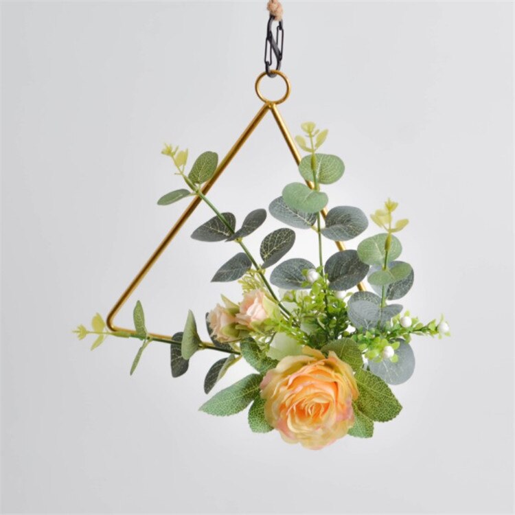 Guld jern metal ring krans krans blomsterkrans bryllup dekoration brud blomster bøjle indretning bondehus dør vægdekoration: B4