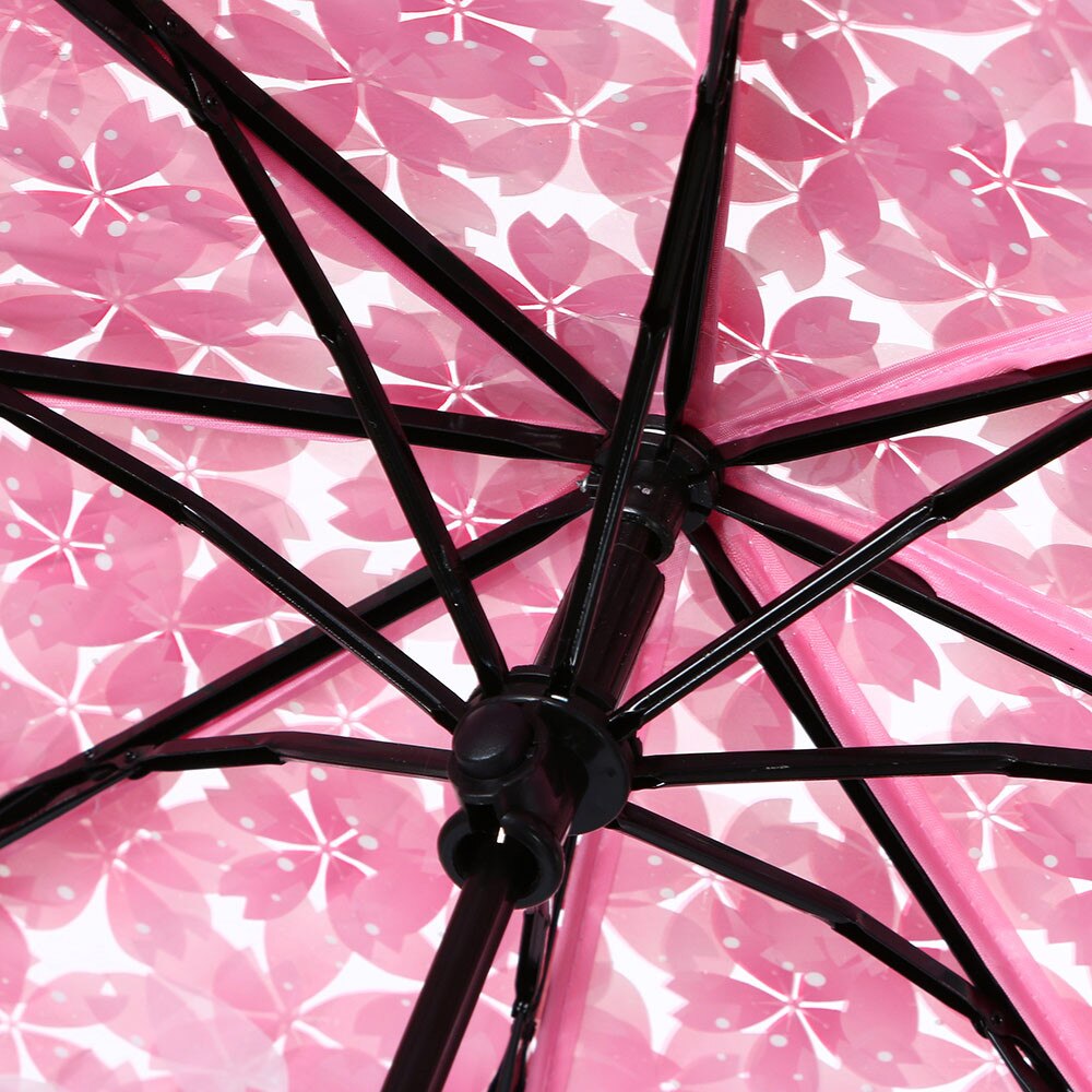 Eva Transparent Umbrella Clear Umbrella Cherry Blossom Mushroom Apollo Sakura 3 Fold Umbrellas #T1G