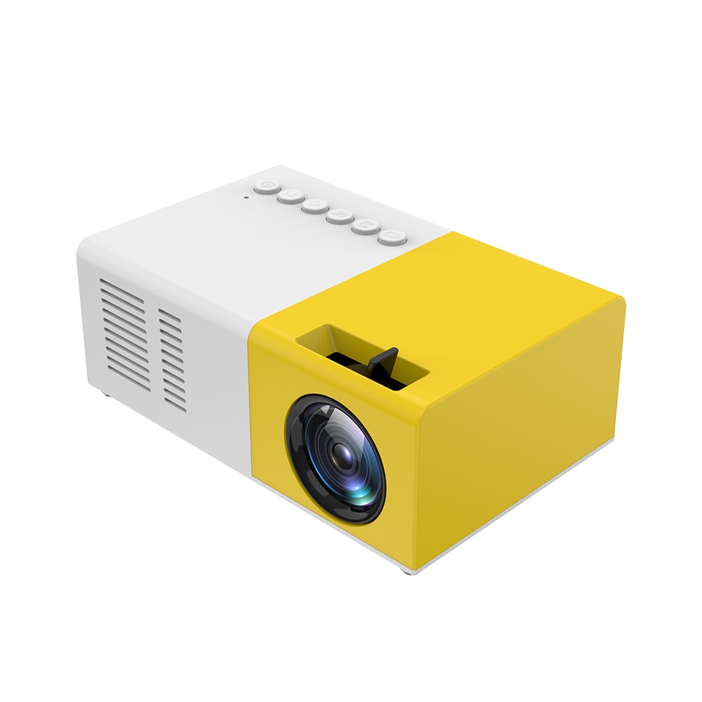 1080P HD Projector J9 Mini Projector Ultra Projectors LED Mini Projector Support Cell Phone Multimedia Home Theater EU Plug: Yellow