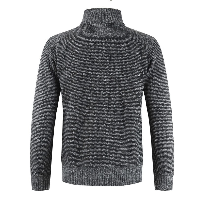 Herfst winter trui heren effen patchwork dikke fleece cardigan heren casual stand kleur trui heren jassen