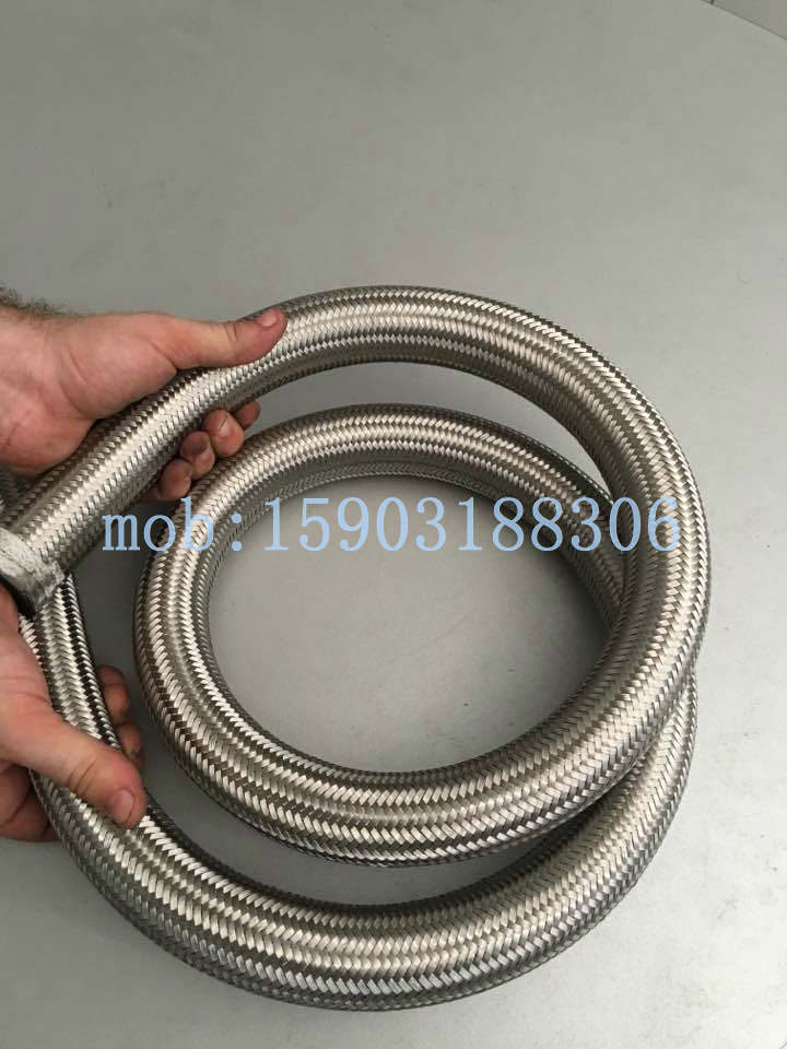AN 16 16an Stainless steel braided white PTFE lined fuel hose Line 15ft