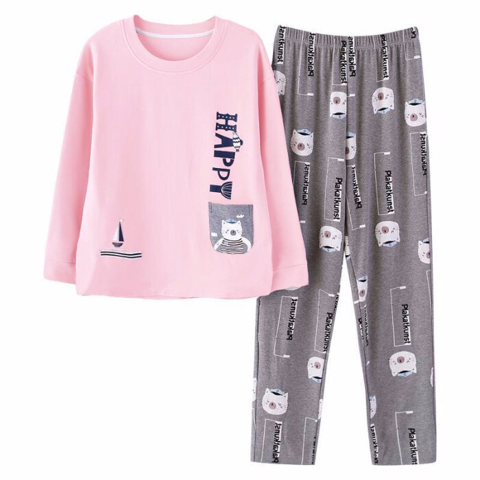 Spring And Autumn Cotton Pajamas For Women Long Sleeve Trousers 2 Pcs Pyjama Sets Good Pijama Casual Sleepwear