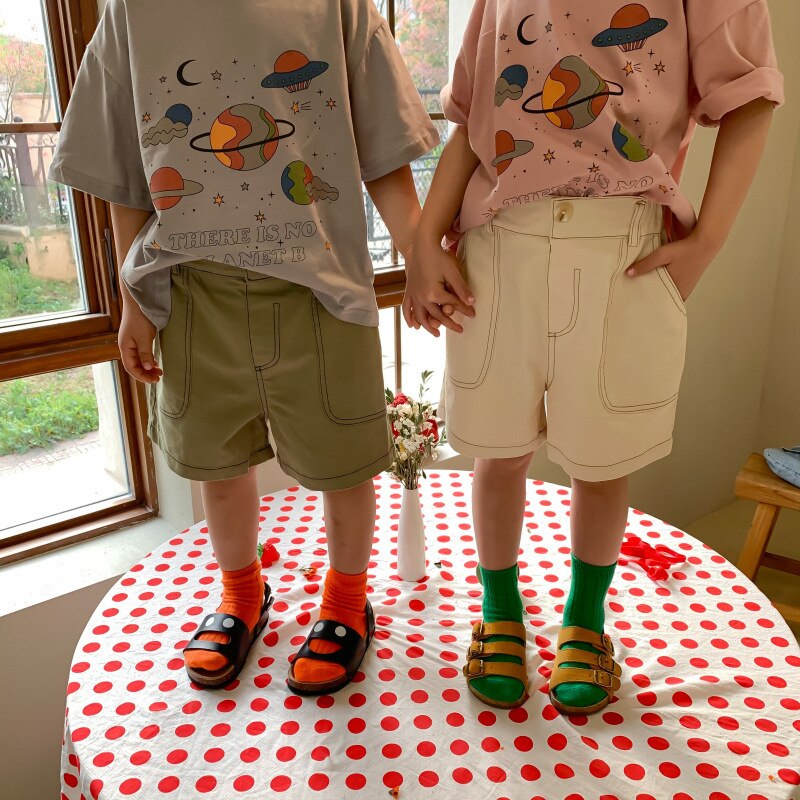 Pantaloncini di cotone casual per ragazzi e ragazze estivi 2021 pantaloncini all-match tinta unita per bambini unisex