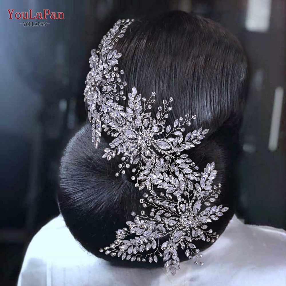 YouLaPan Rhinestone ślubny nakrycie głowy panny młodej kobieta luksusowe akcesoria do włosów opaska na ślubne nakrycia głowy ślubna tiara HP409