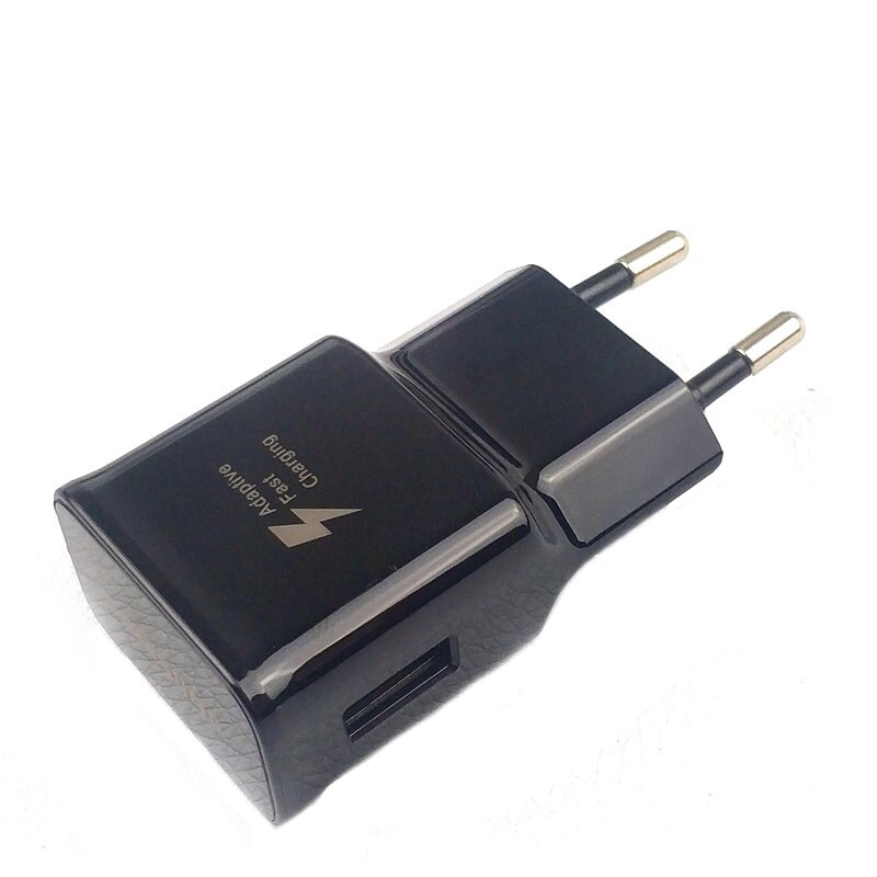 Adaptive Fast Charger 5V 2A USB Quick Adapter Charger For Samsung Galaxy S8 S9 Plus Note 8 9 A8 4 5 A3 S2 USB Type C Cable: Charger Black
