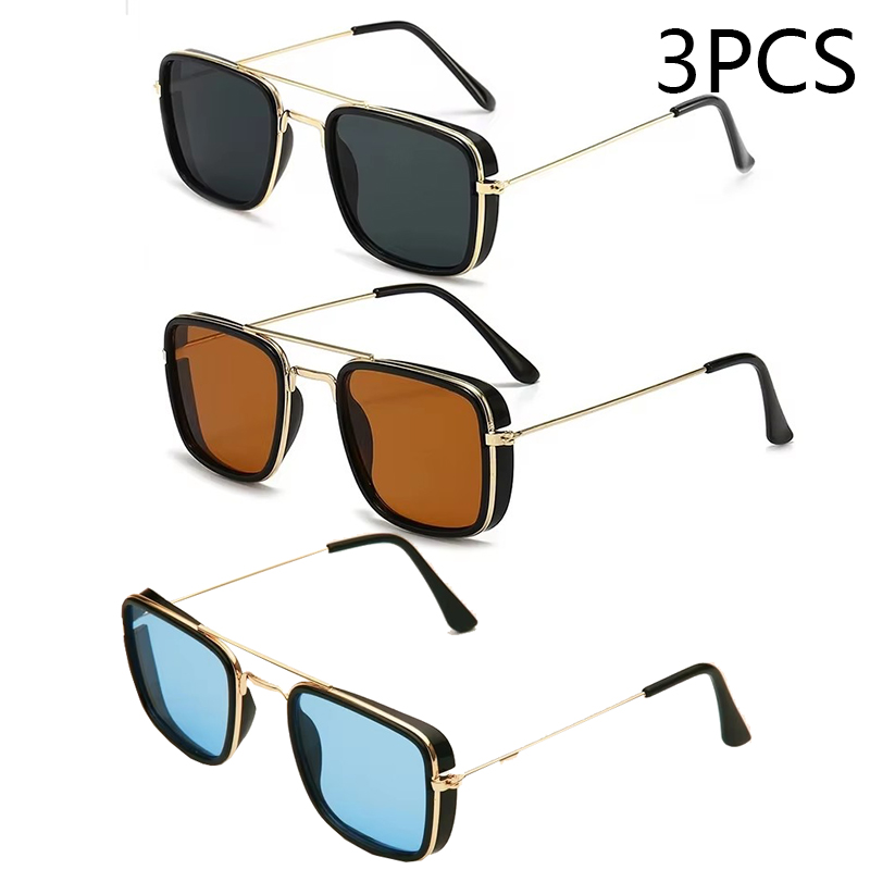 Sunglasses European and American Metal Small Square Frame Korean Version Glasses Retro Square Sunglasses UV Protection: Cyan