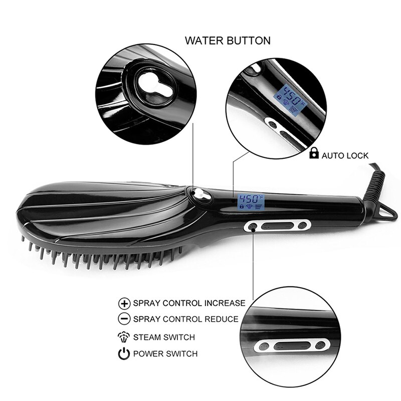 Brosse lissante à vapeur ukliss, peigne lissant pour cheveux, peigne lissant pour barbe en céramique, outil de coiffure