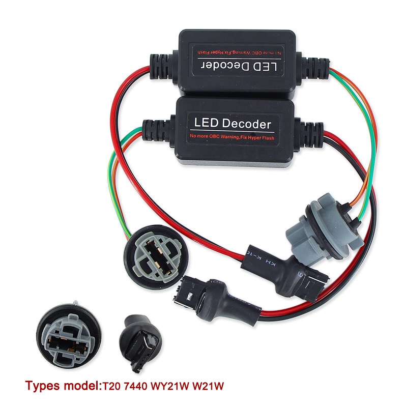 Caubus modstand 1156 p21w py21w t20 7440 7443 led blinklys dag bakgear bremse tågelygter belastning fejlfri ingen flimrende dekoder