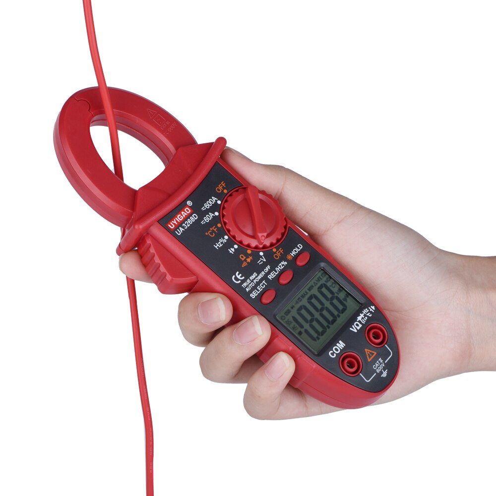 QHTITEC Multimetro Digital T-RMS Portable Clamp Meter Ammeter Volt Temp Capacitor Tester Repair Tool With Needle Tip Test Leads