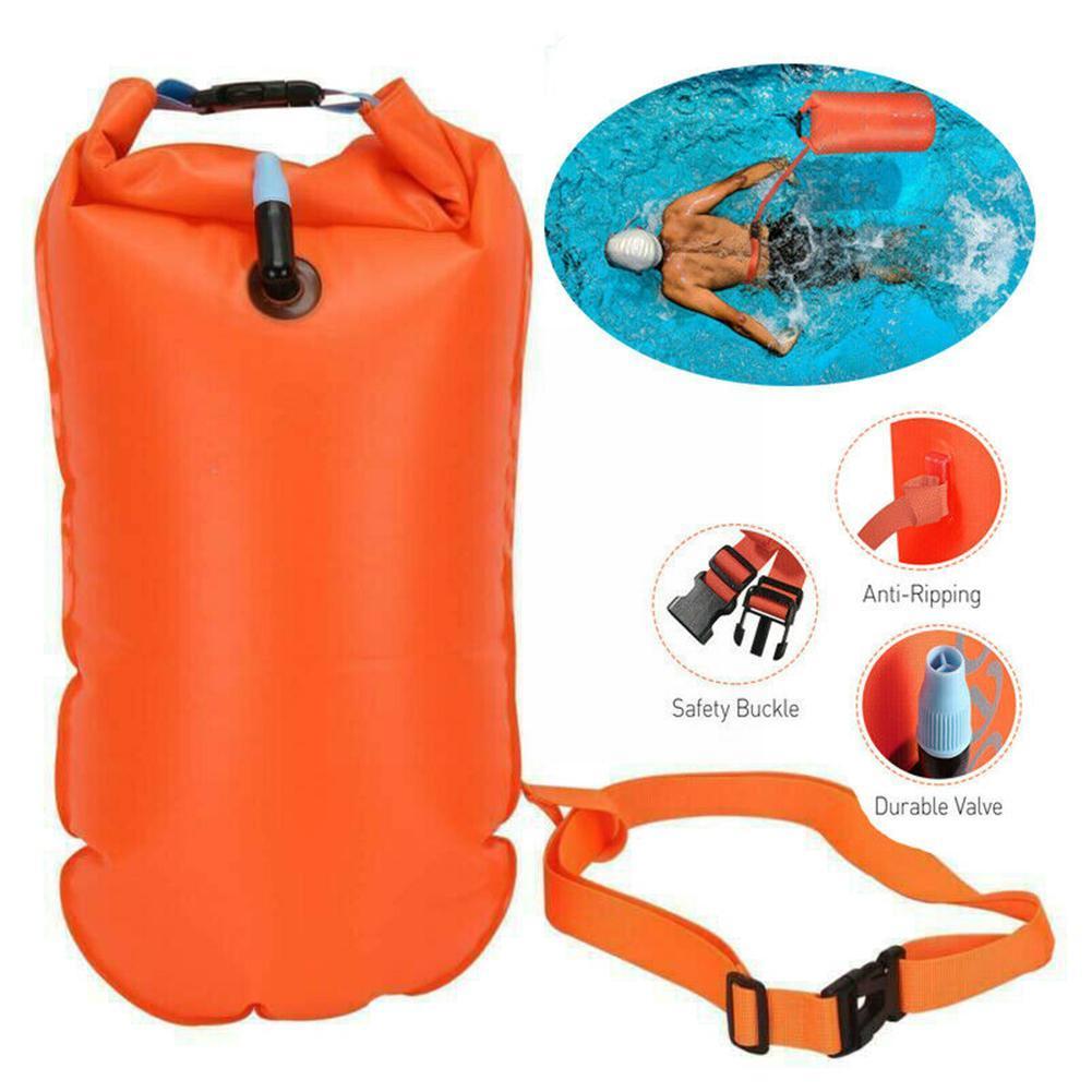 Aufblasbare, offene schwimmboje mit schleppboje, wasserdichter tasche, doppel-airbag und hüftgurt für schwimm- und wassersport, aufbewahrungs- und sicherheitstasche ( s7 stück 5