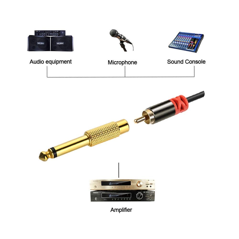 Jack RCA Female naar 6.35mm Male Connector Hoofdtelefoon Versterker Audio Adapter Microfoon Converter Audio AUX Man Jack Plug Adapter