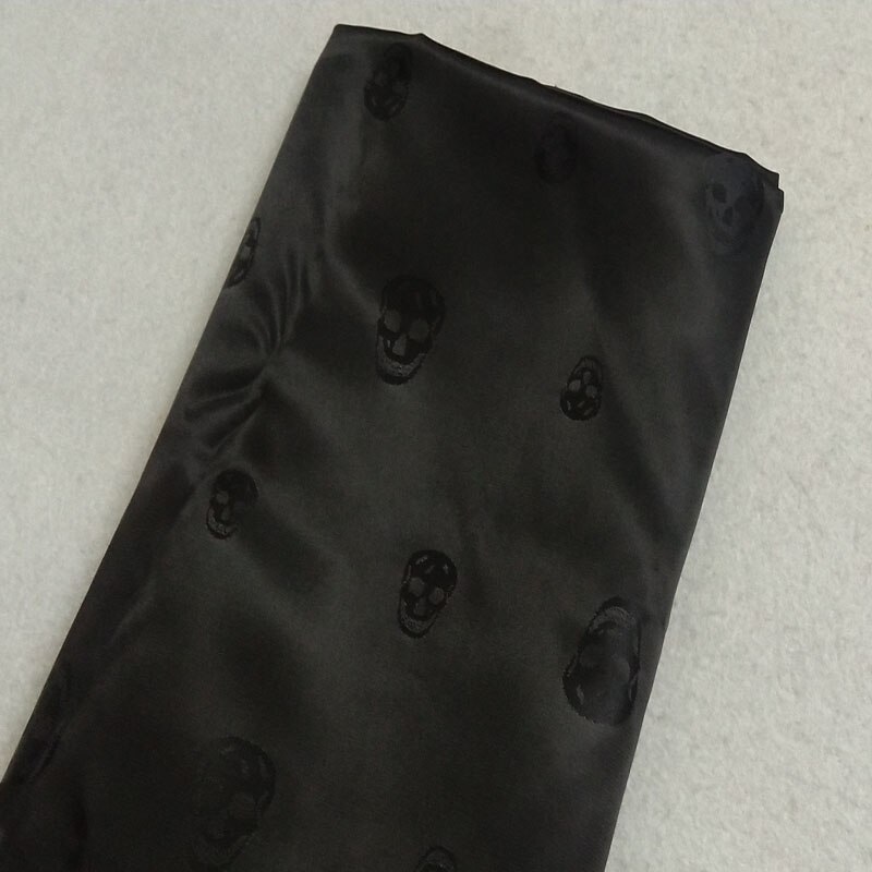 Vintage Punk Cool Zwarte Schedel Jacquard Polyester Voering Stof 50X140Cm Jacquard Voering Stof Voor Voering Van doek Jurk