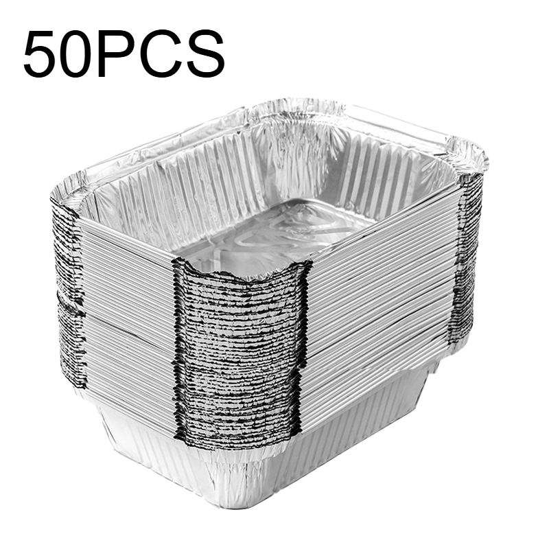 Bandeja de papel de aluminio desechable para el hogar, bandeja de papel de aluminio gruesa para almacenamiento de alimentos, barbacoa, postre, cocina y hornear, 20/50 Uds.: Plata