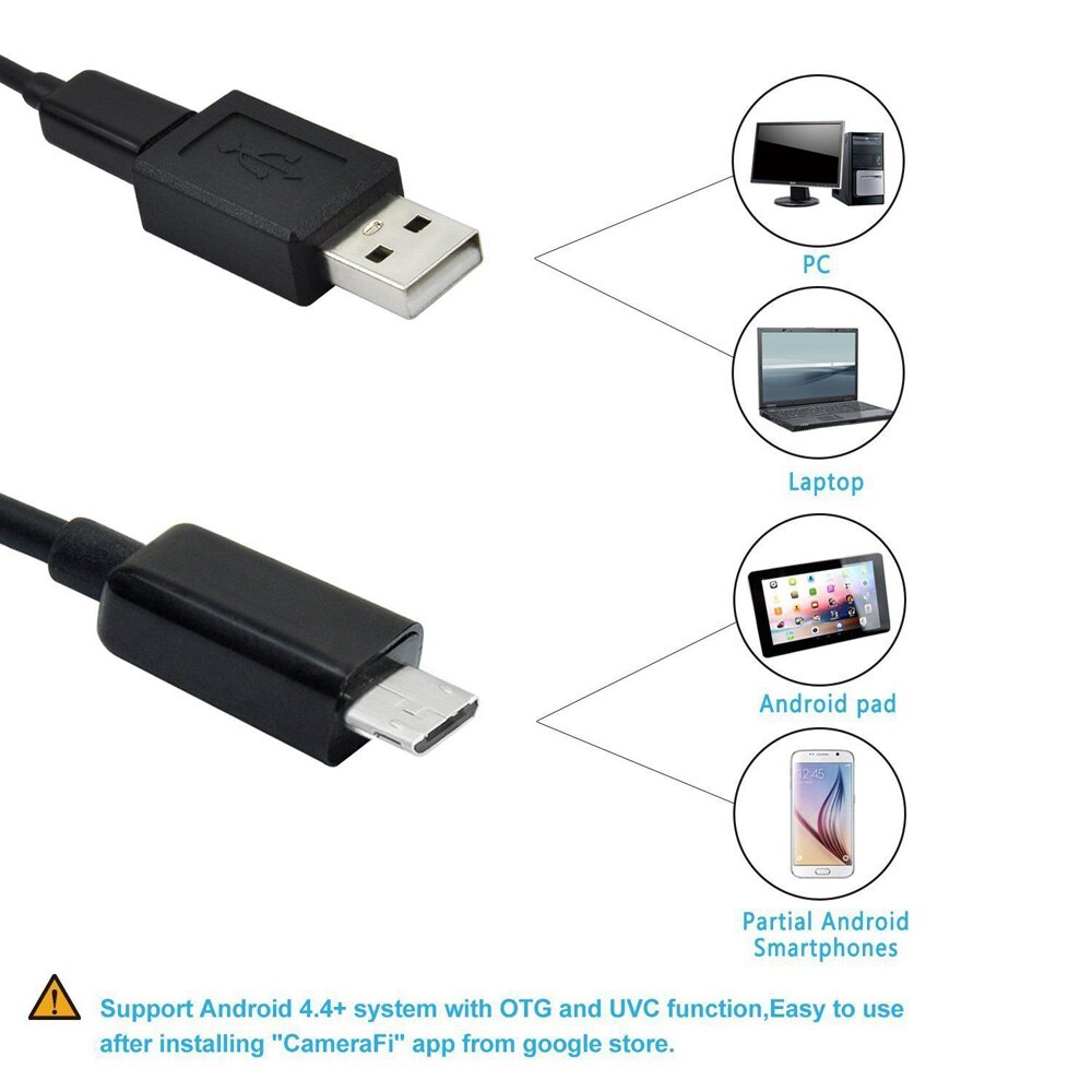 Cámara de inspección endoscópica de vídeo, boroscopio con USB, Android, 7MM, serpiente, resistente al agua