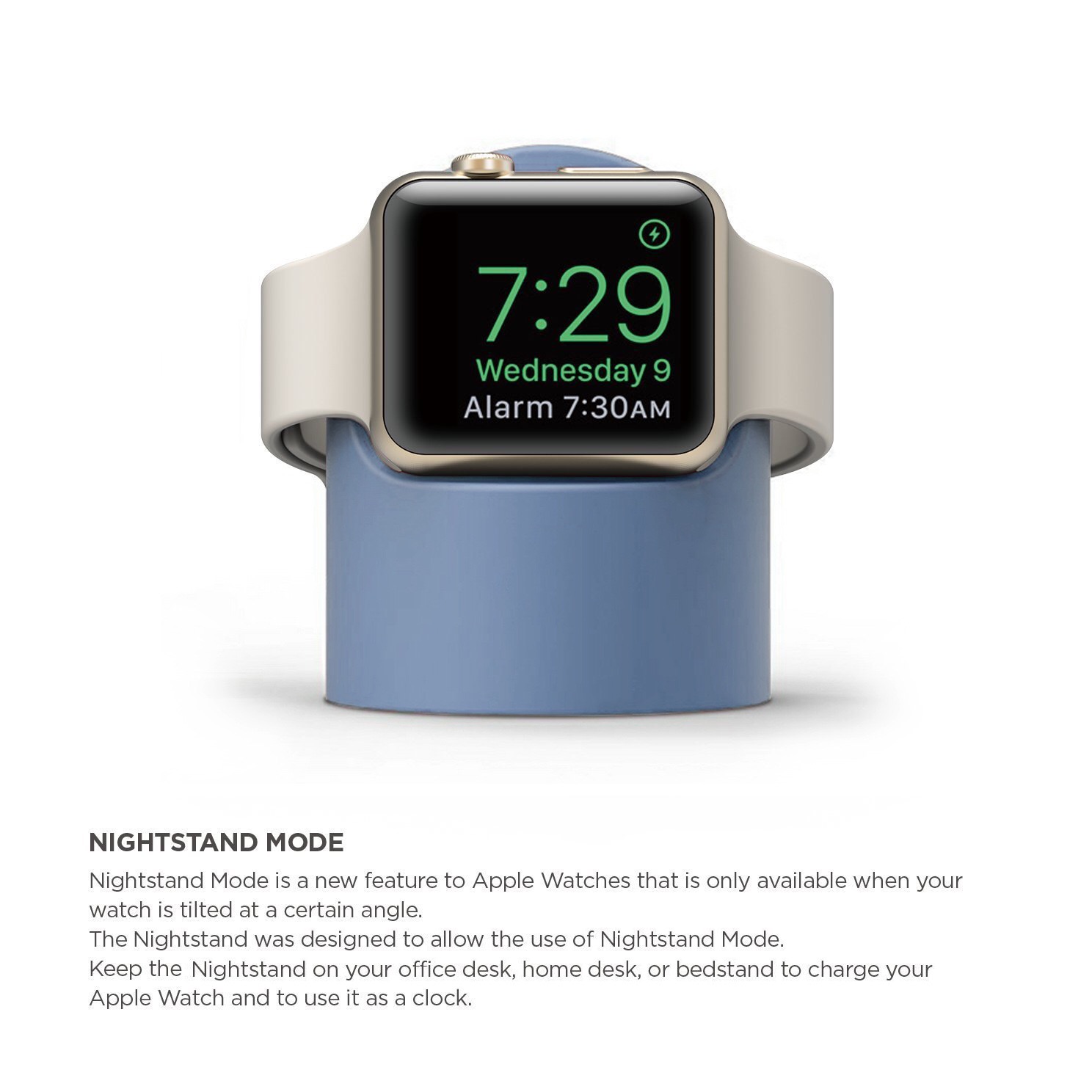 Support de chargeur pour Apple Watch, iWatch Ultra/8/SE2/7/6/SE/4/3 49mm/45mm/44mm/42mm/41mm/40mm/38mm, table de nuit en Silicone Durable: Bleu clair