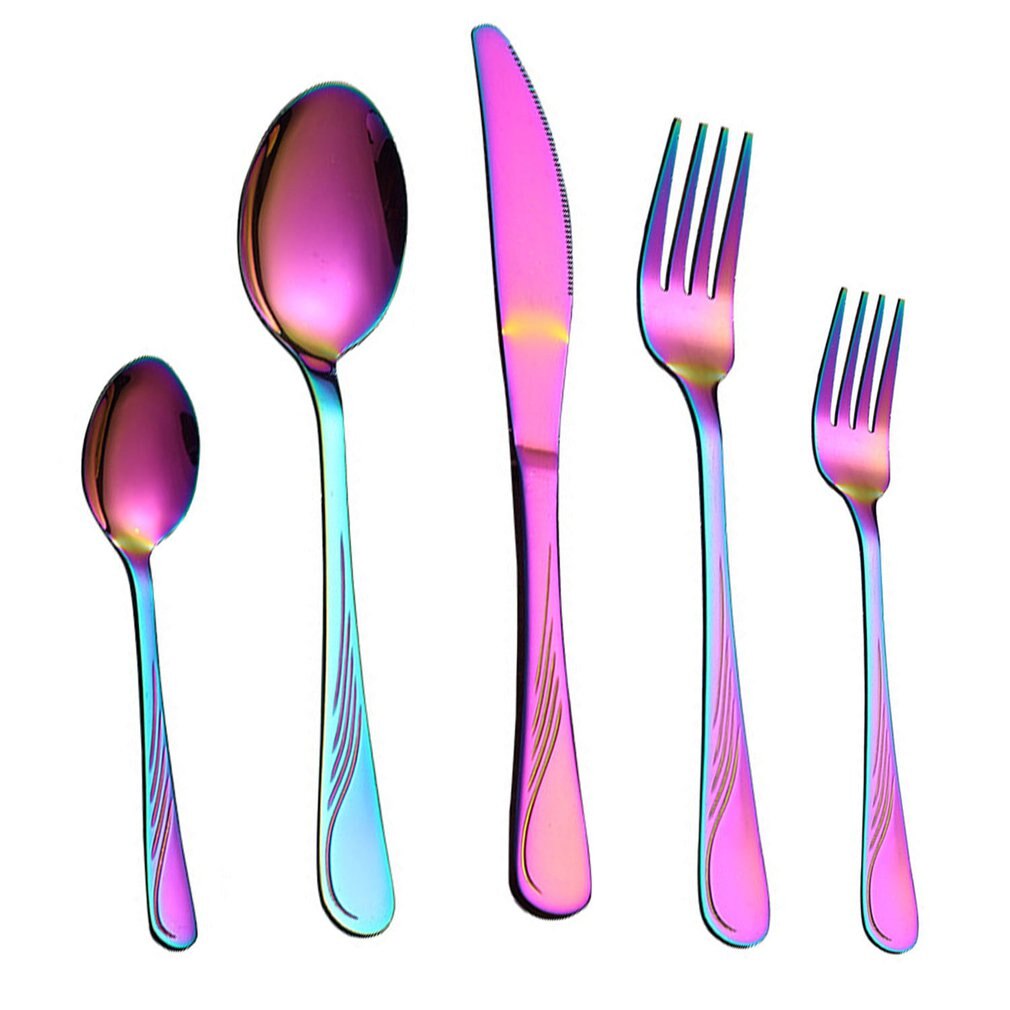 5pcs 7pcs Dinnerware Cutlery Set Tableware Set Cutlery Stainless Steel Spoon Fork Spoon Tableware Kitchen Spoon And Fork Set: Silver