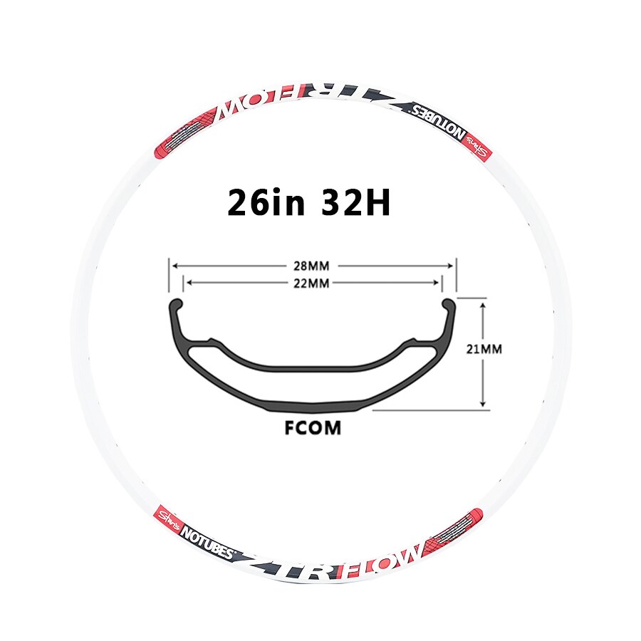 ZTR-llanta de 26 pulgadas para bicicleta de montaña, soporte de pintura blanca, arco ligero al vacío, flujo de alta resistencia: 26in FLOM 32H 1PCS