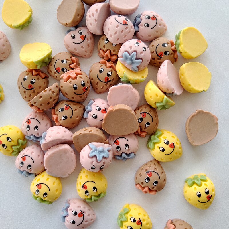 10pcs 19x17mm Cute Pattern DIY Crafts Scrapbook DIY For Home Decor Natural Resin Ornaments Accessories Embellishment: Mixed