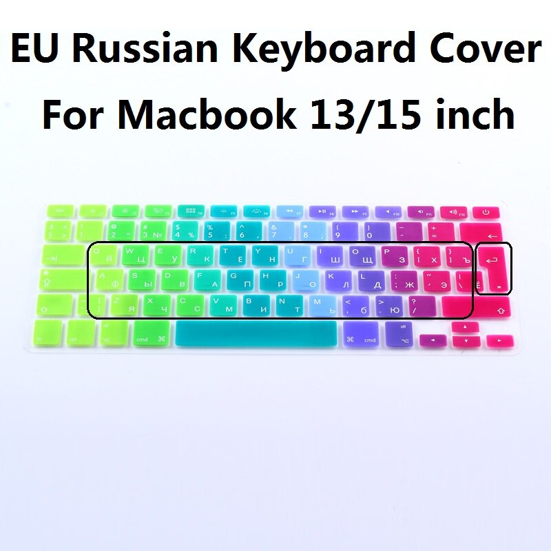 EU Euro US Version RUS Russian Keyboard Cover For Macbook Air Pro Retina 13 15 Rainbow Computer Keyboard Protector