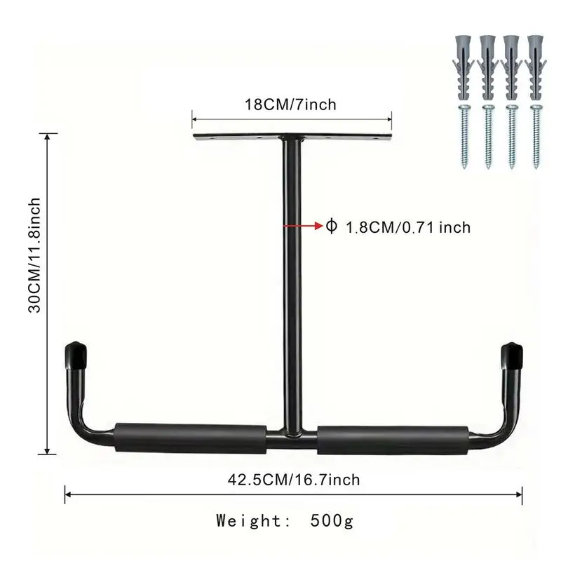 2PC soffitto cremagliera lo scaffale T-a forma di in testa box auto Deposito cremagliera pesante dovere appendiabiti per box auto giardino utensili Pala rastrello Organizer