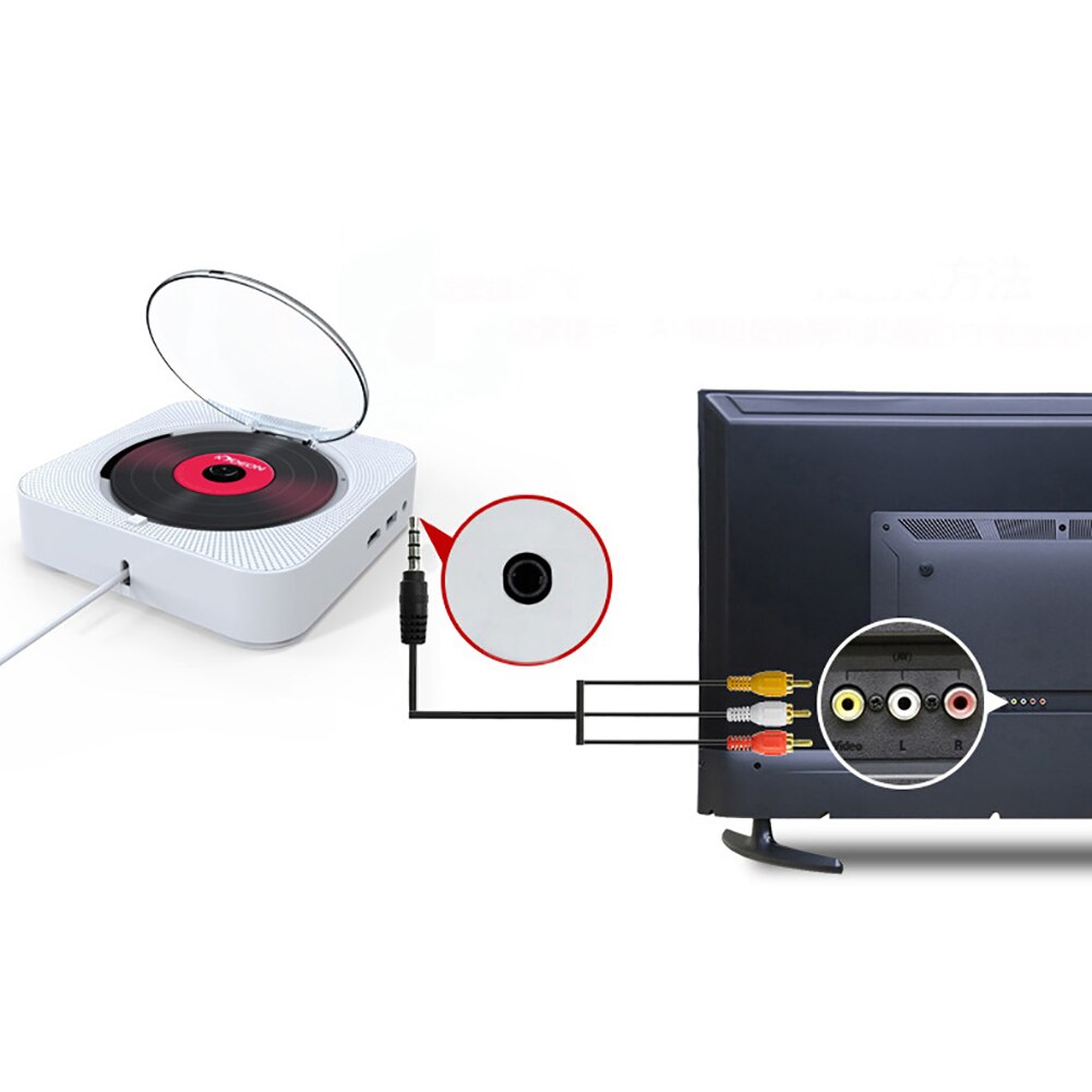 Wall Mounted CD Player Surround Sound FM Radio Bluetooth USB MP3 Disk Music HiFi Player Boombox Pull Switch with Remote Control