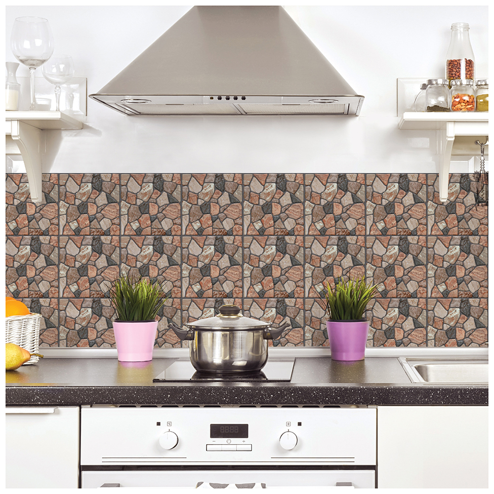 Lychee Life 3D Grain Brick Wall Stickers Square Mosaic Stick Tile DIY Arts Crafts Making Home Decoration Material