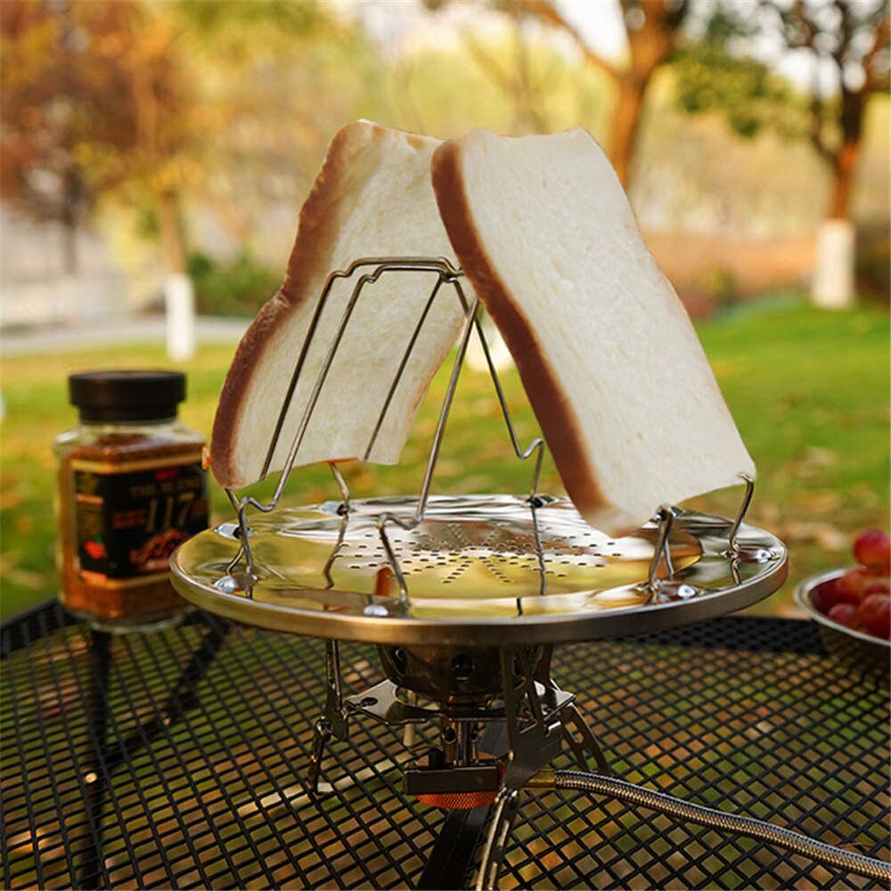 Stainless Steel Folding Bread Rack Outdoor Bakeware Toast Stand Portable Baking Tray Detachable Baking Cookware for Camping